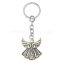 Alloy Keychain, with Alloy Rings, Angel, Antique Silver, 9.3cm(KEYC-YW00024)