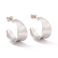 304 Stainless Steel Chunky C-shape Stud Earrings, Half Hoop Earrings for Women, Stainless Steel Color, 21x11.5mm, Pin: 0.7mm(EJEW-P198-09P)