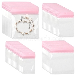 60Pcs 4 Styles Rectangle Transparence EVA Zip Top Gift Bags, Top Seal Bags, Pink, 9.5~14.5x6~13x0.03cm(OPP-YW0001-11)