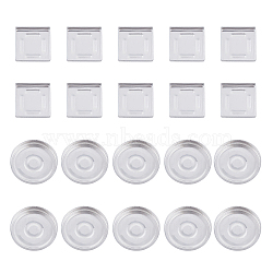 Olycraft Empty Aluminum Palette Pans, Eyeshadow Blush Lipstick Organizer, for Cosmetic Palettes, Square & Round, Silver, 22.5~30x22.5~30x3.5mm, 48pcs/set(MRMJ-OC0001-18)