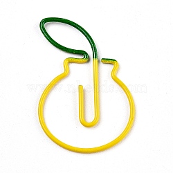 Pear Shape Iron Paperclips, Cute Paper Clips, Funny Bookmark Marking Clips, Yellow, 32.5x21.8x1.2mm(TOOL-I005-15)