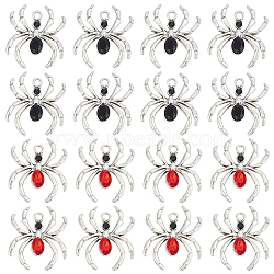 20Pcs 2 Colors Alloy Rhinestone Pendants, Spider Charms, Mixed Color, 30.5x27.5x5mm, Hole: 2.7mm, 10Pcs/color(FIND-SC0006-87)