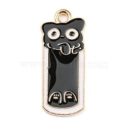 Alloy Enamel Pendants, Light Gold, Cat Charm, Column, 26x11x1.2mm, Hole: 1.8mm(ENAM-K070-02KCG-02)