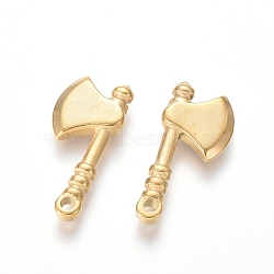 304 Stainless Steel Pendants, Axe, Golden, 24.5x11x3mm, Hole: 1.6mm(STAS-E474-39G)