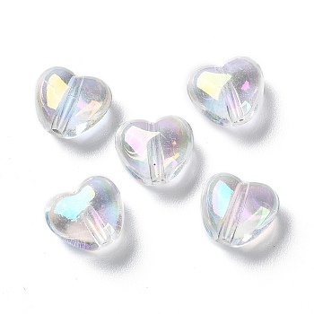 Transparent Acrylic Beads, AB Color, Heart, Clear, 9x10x5.5mm, Hole: 1.5mm