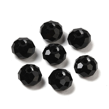 Glass Imitation Austrian Crystal Beads, Faceted, Rondelle, Black, 8x5~5.5mm, Hole: 1.2~1.5mm