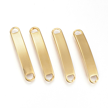 304 Stainless Steel Bar Links connectors, Rectangle, Golden, 42x8x2mm, Hole: 5x4mm