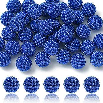 Imitation Pearl Acrylic Beads, Berry Beads, Combined Beads, Round, Blue, 12mm, Hole: 1.5mm