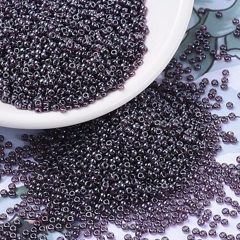 MIYUKI Round Rocailles Beads, Japanese Seed Beads, 11/0, (RR170) Transparent Dark Smoky Amethyst Luster, 2x1.3mm, Hole: 0.8mm, about 5500pcs/50g