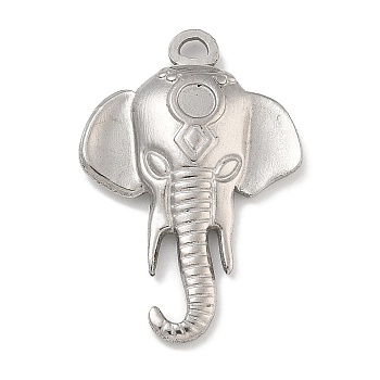 304 Stainless Steel Pendant Cabochons Settings, Elephant Charm, Stainless Steel Color, Tray: 3mm, 28x19x3.8mm, Hole: 1.7x2.3mm