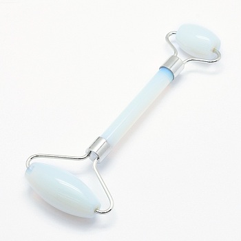 Opalite Brass Face Massager, Facial Rollers, Platinum, 142~150x54~58x19~22mm