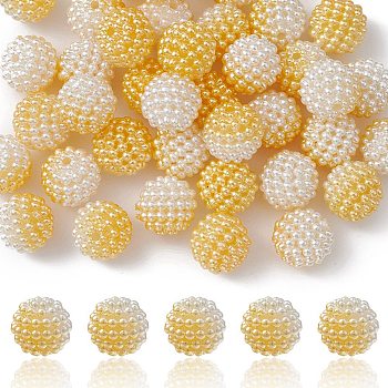 Imitation Pearl Acrylic Beads, Berry Beads, Combined Beads, Round, Gold, 12mm, Hole: 1mm