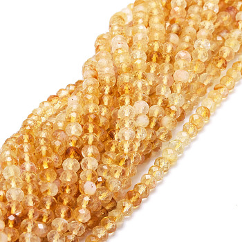 Natural Yellow Quartz Beads Strands, Faceted, Rondelle, 5.5~6x4~4.5mm, Hole: 1mm, about 95pcs/strand, 15.59''(39.6cm)