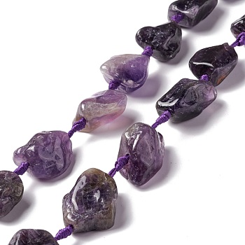 Natural Amethyst Beads Strands, Nuggets, 16~36.8x13~28.5x8~21mm, Hole: 2~3.8mm, about 13pcs/strand, 16.26~17.52''(41.3~44.5cm)
