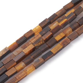 Natural Tiger Eye Beads Strands, Cuboid, 3.5~6x2.2x2.2mm, Hole: 0.9mm, about 79~83pcs/strand, 15.04~15.24''(38.2~38.7cm)