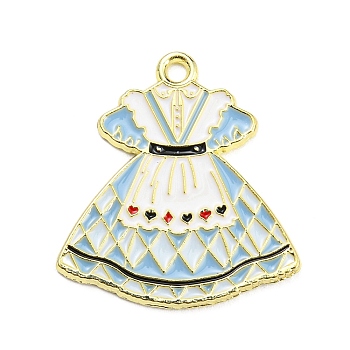 Alloy Enamel Pendants, Golden, Princess Dress Charm, 25x23x1.5mm, Hole: 1.8mm