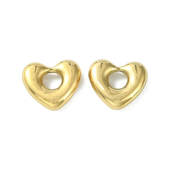 304 Stainless Steel Charms, Heart Charms, Real 14K Gold Plated, 12.5x14.5x4mm, Hole: 4.2mm
