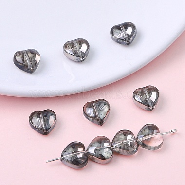 Gray Heart Glass Beads