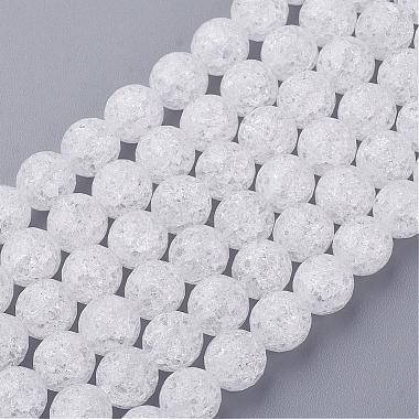 8mm White Round Crackle Crystal Beads