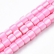 Handmade Polymer Clay Beads Strands, Cube, Pearl Pink, 5x5x4.5mm, Hole: 2mm, about 85~86pcs/strand, 15.83 inch~16.06 inch(40.2~40.8cm)(CLAY-N010-074-08)