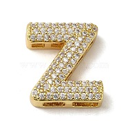 Brass Beads, with Clear Cubic Zirconia, Letter Z, 20x17x5.5mm, Hole: 4.5x2.5mm(KK-D098-04Z-G)
