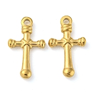 Ion Plating(IP) 304 Stainless Steel Pendants, Cross Charm, Real 18K Gold Plated, 22.5x13x3mm, Hole: 2mm(STAS-P341-16G-G)