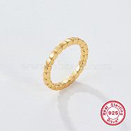 925 Sterling Silver Fingers Rings, with 925 Stamp, Real 18K Gold Plated, Inner Diameter: 16mm(LU6854-1)