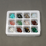Gemstone Pendants, with Brass Clasps, Natural & Synthetic Mixed Stone, Mixed Color, 26x15x7mm, Hole: 6x2mm, 12pcs/box(G-S045-25-B)