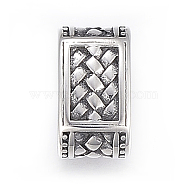 304 Stainless Steel Slide Charms, Rectangle, Antique Silver, 15x8.5x9mm, Hole: 12x6mm(STAS-K185-34AS)