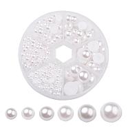 1Box ABS Plastic Imitation Pearl Dome Cabochons, Half Round, White, 4~12x2~6mm, about 690pcs/box(SACR-X0002-B)