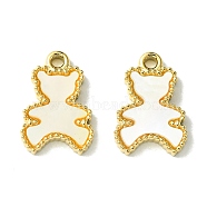 Ion Plating(IP) 304 Stainless Steel Pave Shell Bear Charms, Real 14K Gold Plated, 13x9x2mm, Hole: 1.4mm(FIND-Z028-27G)