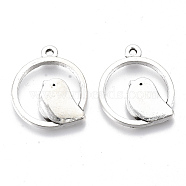 Tibetan Style Alloy Pendants, Cadmium Free & Lead Free, Round Ring with Bird, Antique Silver, 24x20.5x2.5mm, Hole: 1.4mm, about 450pcs/1000g(TIBE-N006-28AS-LF)