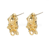 Alloy Stud Earring Findings, with Loop, Cadmium Free & Lead Free, Light Gold, 18x10mm, Hole: 2mm, Pin: 0.7mm(PALLOY-Q433-025-RS)