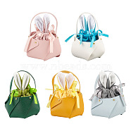5 Sets 5 Colors PU Imitation Leather Bags, with Rabbit Ear Velvet Drawstring Pouches, for Candy Storage, Easter Party Supplies, Mixed Color, 21.2x15.5x0.2cm, 1 set/color(ABAG-BC0001-60)