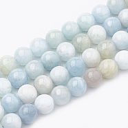 Natural Aquamarine Beads Strands, Round, 11~12mm, Hole: 1mm, about 32~35pcs/strand, 15.7 inch(G-S333-12mm-003)