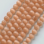 Cat Eye Beads, Round, Coral, 8mm, Hole: 1mm, about 49pcs/strand, 15.5 inch(CER8mm52)