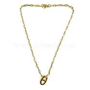 Soda Tip/Pull Tip Pendant Necklace for Girl Women, Brass Paperclip Chain Necklace, Golden, 14.6 inch(37cm)(NJEW-SW00002-01)