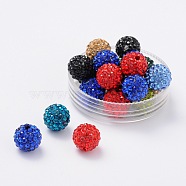 Pave Disco Ball Beads, Polymer Clay Rhinestone Beads, Round, Mixed Color, 10mm, Hole: 2mm(RB-S605-M)
