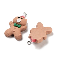 Christmas Theme Opaque Resin Pendants, Christmas Charms, Bear, 31x16x7.5mm, Hole: 2mm(RESI-N039-110)