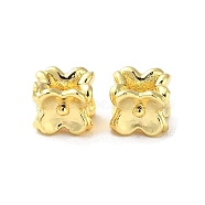 Brass Beads, Flower, Real 18K Gold Plated, 6x6x5mm, Hole: 2.5mm(KK-P256-08G)