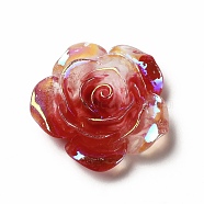 Luminous Resin Cabochons, AB Color, Flower, Dark Red, 30.5x30.5x11mm(CRES-D005-C01)