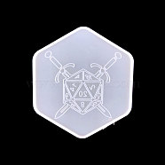 Hexagon Shape with Sword Pattern Dice Box Molds Food Grade Silicone Molds, for UV Resin, Epoxy Resin Jewelry Making, White, 97x107x3mm(SIMO-PW0001-304I-01)
