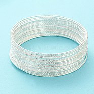Iron Wire, Textured Round, for Bangle Making, Silver, 1.4mm, Inner Diameter: 77.5mm(IFIN-E025-03B-S)