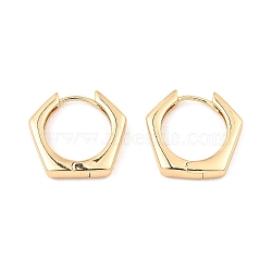 Brass Hoop Earrings, Hexagon, Light Gold, 19x19.5x3.5mm(EJEW-I289-21B-G)