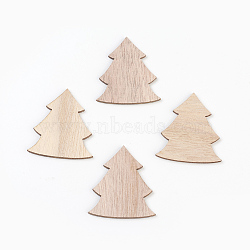 Wood Cabochons, Laser Cut Wood Shapes, Christmas Tree, BurlyWood, 50x44x2.5mm(X-WOOD-L007-07)