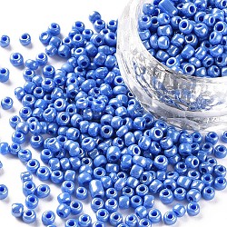 Glass Seed Beads, Opaque Colors Lustered, Round, Cornflower Blue, 3mm, Hole: 1mm, about 10000pcs/pound(SEED-A012-3mm-123B)