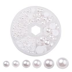1Box ABS Plastic Imitation Pearl Dome Cabochons, Half Round, White, 4~12x2~6mm, about 690pcs/box(SACR-X0002-B)