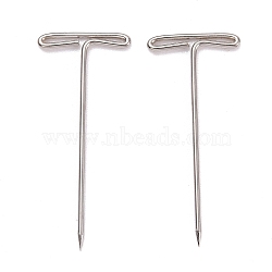 Nickel Plated Steel T Pins for Blocking Knitting, Modelling, Wig Making and Crafts, Stainless Steel Color, 27x11x1mm, Hole: 1x10mm, 200pcs/box(FIND-D023-01P-01)
