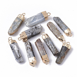 Top Golden Plated Natural Kyanite Pendants, for DIY Jewelry Making, with Golden Tone Iron Loops, Nuggets, 29~32x6.5~9x6.5~9mm, Hole: 1.8~2mm(X-G-S359-027)