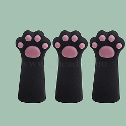 Cute Cat Paw Print Silicone Pencil Cap, Stationery Protective Cover, School Supplies, Black, 3.4x1.3cm(PW-WG85291-04)